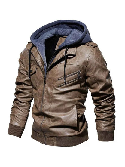 Men's Full Size Zip Up Drawstring Hooded Jacket Plus Size