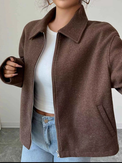 Casual Zip-Up Long Sleeve Jacket