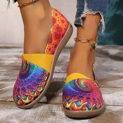Bohemian Spiral Print Multicolor Slip-Ons