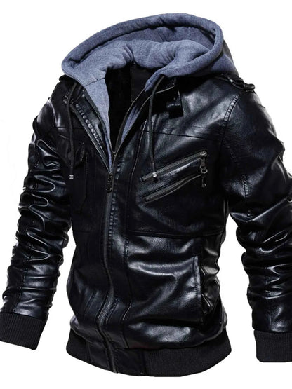 Men's Plus Size Zip Up Drawstring Hooded Jacket