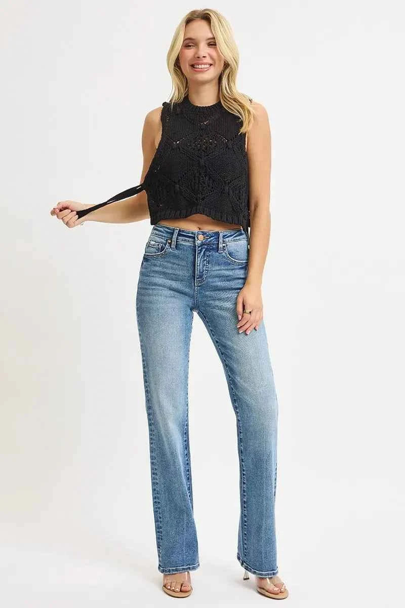 RISEN Full Size Tummy Control High Rise Straight Jeans Plus Size