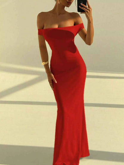 Backless Off-Shoulder Bodycon Mermaid Maxi Dress