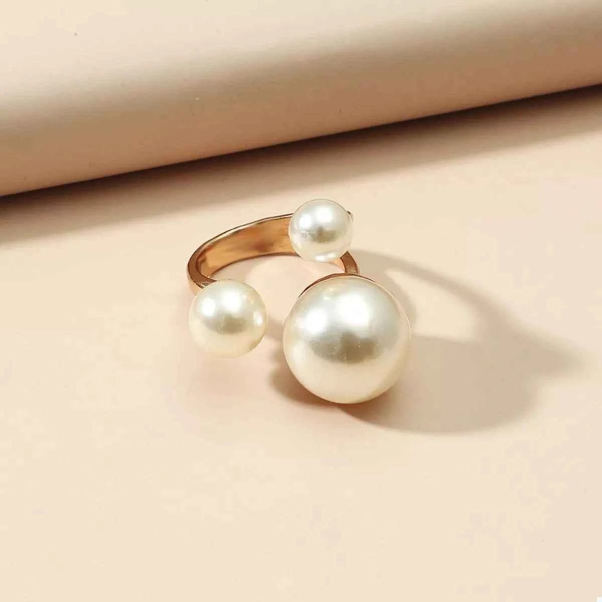 18K Gold-Plated Pearl Open Ring