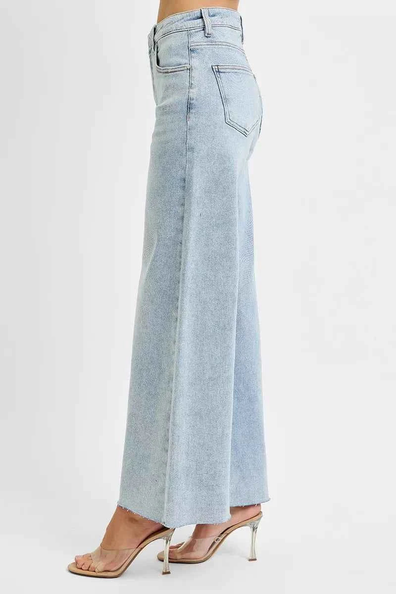 RISEN Full Size High Rise Ankle Wide Palazzo Jeans Plus Size