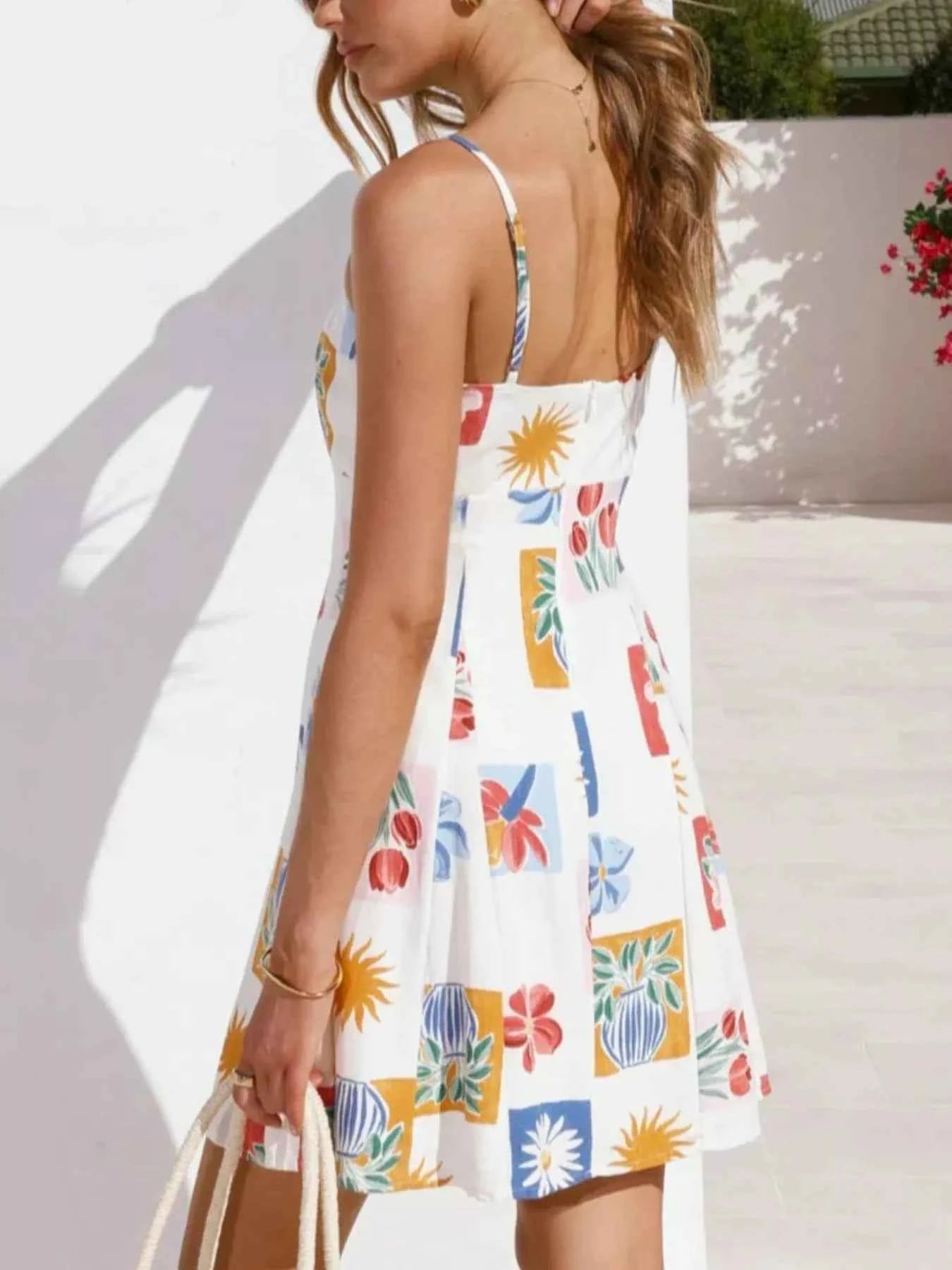 Floral Print Tie-Front Mini Dress