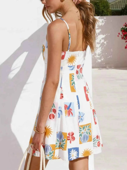 Floral Print Tie-Front Mini Dress