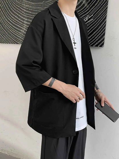 Men's One Button Long Sleeve Blazer