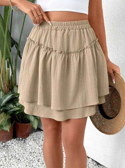 Elastic Waist Layered Skirt