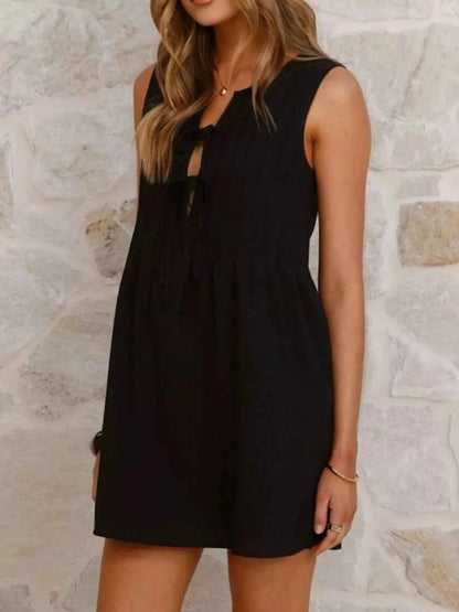 Sleeveless Tie-Front Mini Dress