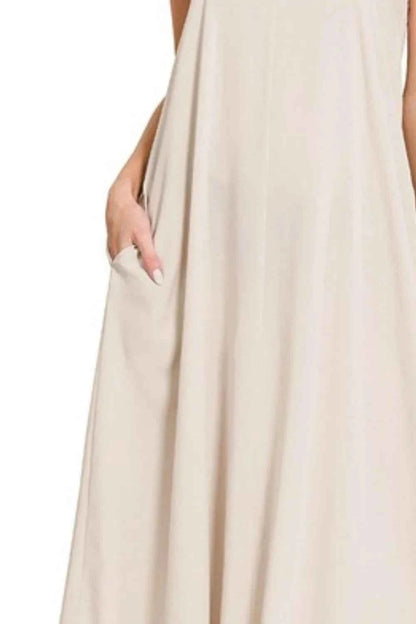 Zenana Woven Arc Hem Cami Dress With Flowy Pockets