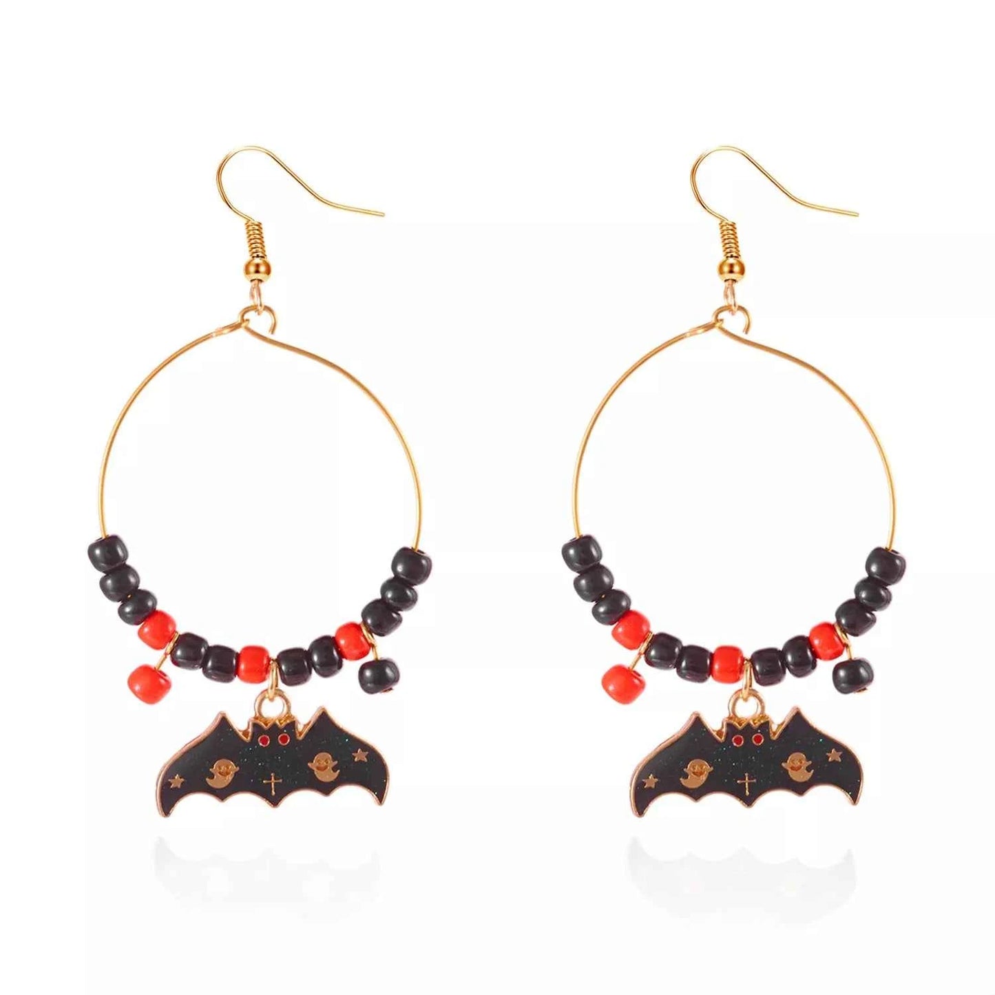 Halloween Bat Charm Hoop Earrings