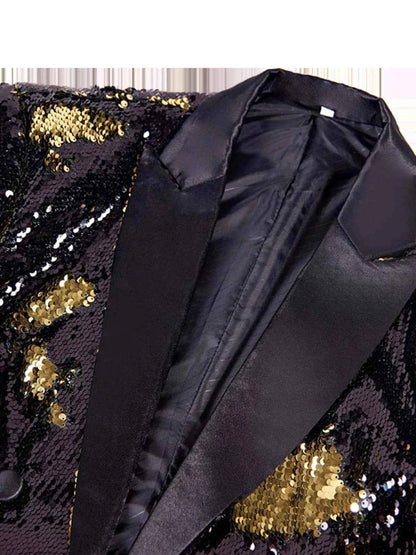 Men's Sequin Long Sleeve Tuxedo Blazer