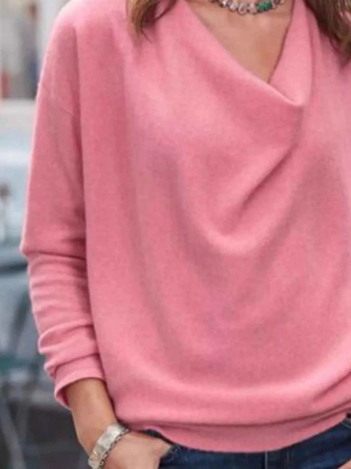 Full Size Cowl Neck Long Sleeve Top Plus Size