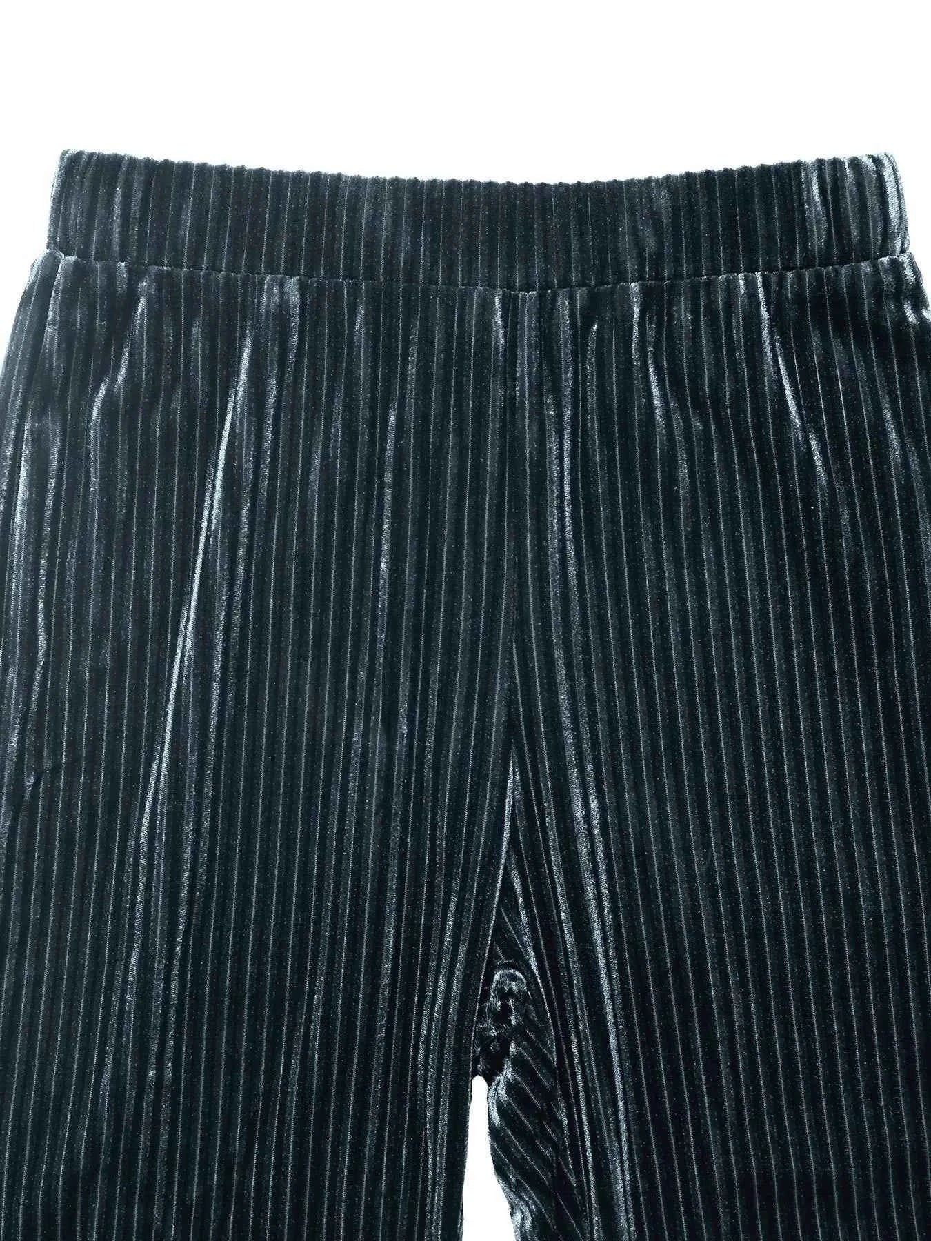 High-Waisted Ribbed Velvet Flare Pants