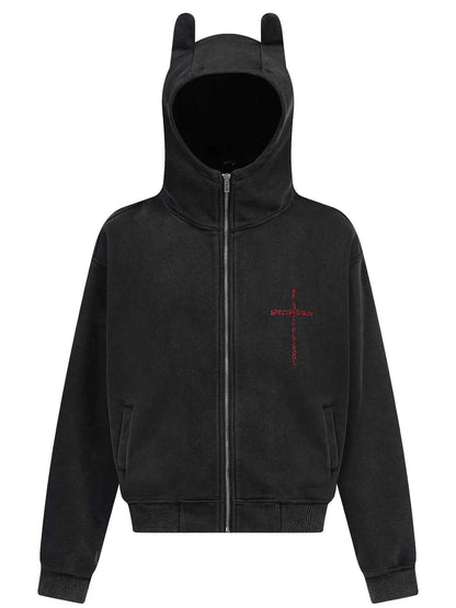 Men's Devil Horn Zip-Up Hoodie
