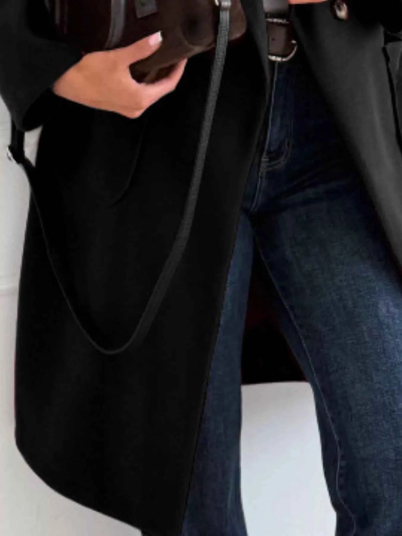 Long-Sleeve Single-Breasted Trench Coat