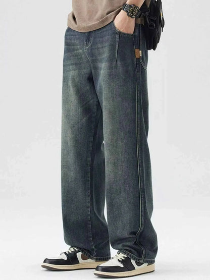 Men's Washed Wide Leg Relaxed Fit Jeans