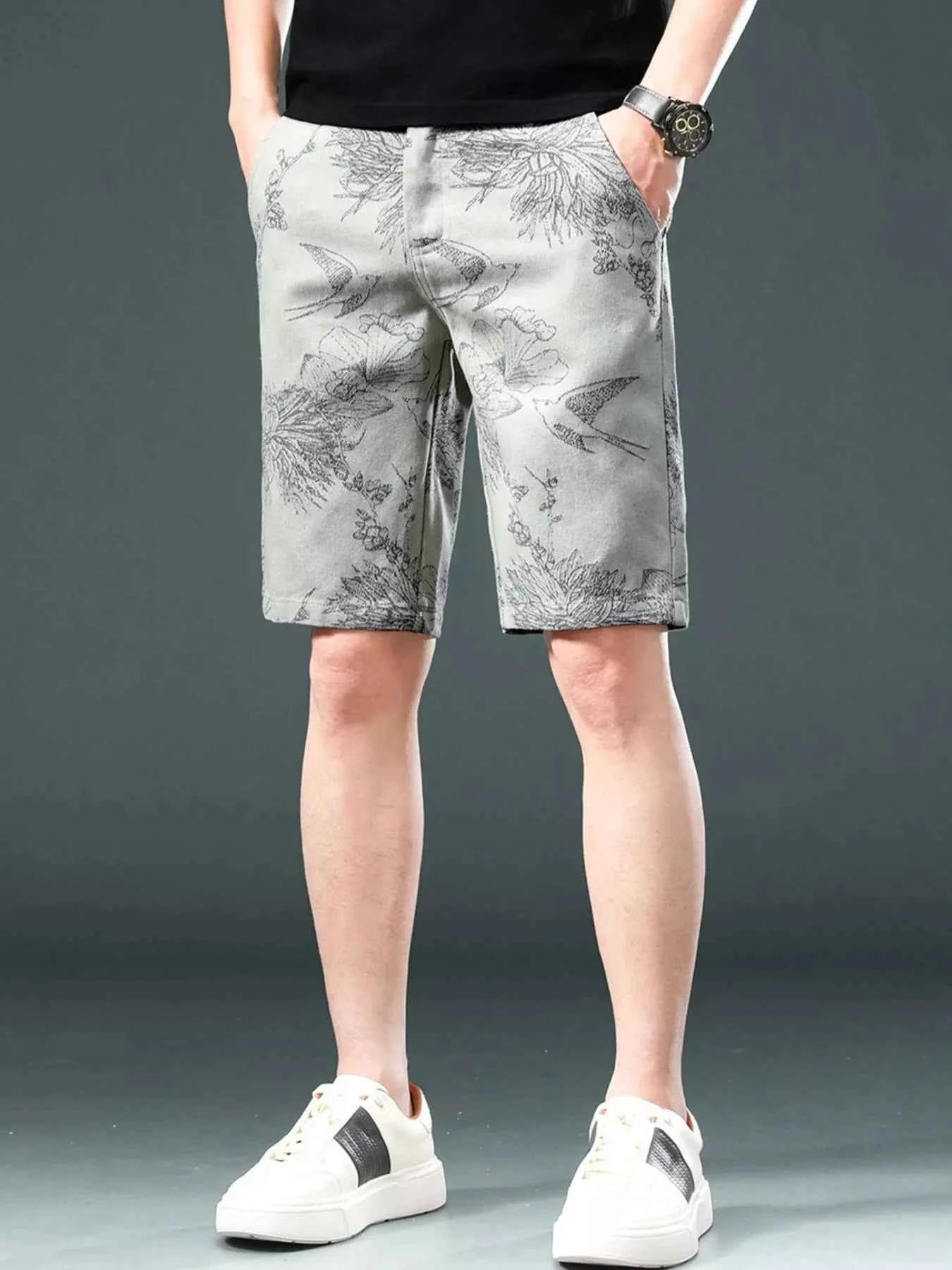Men's Tropical Palm Print Casual Shorts
