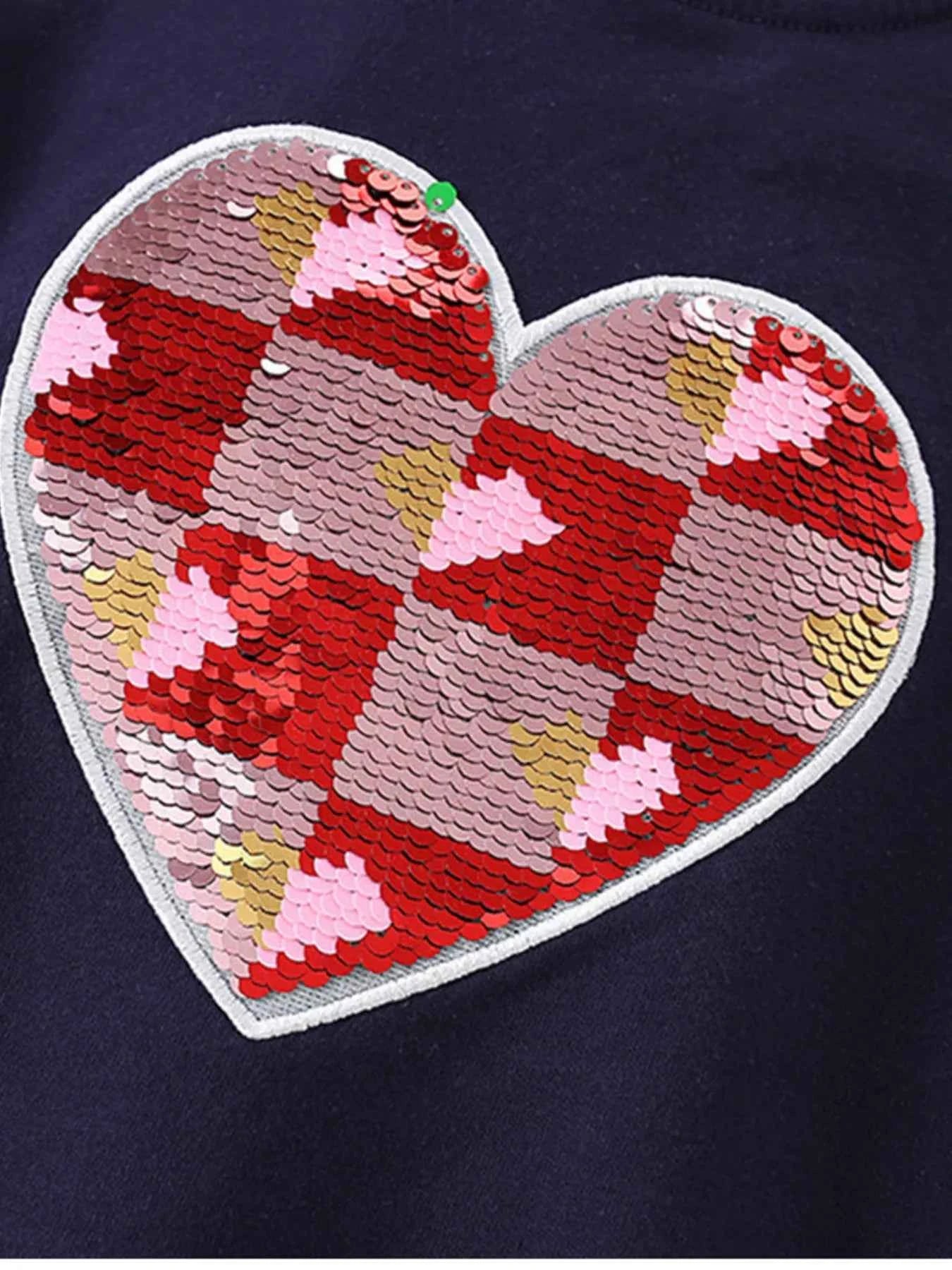Children's Heart Sequin Ruffle Sleeve T-Shirt