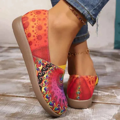 Bohemian Spiral Print Multicolor Slip-Ons