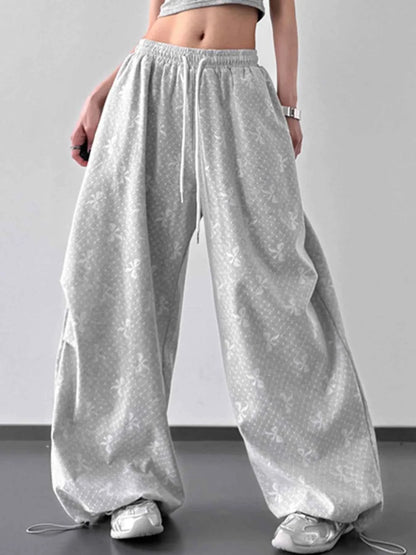Wide Leg Casual Drawstring Pants