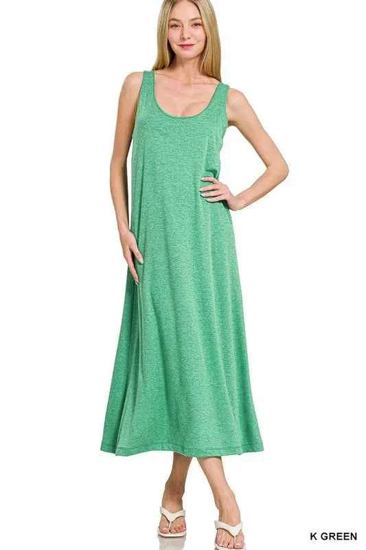 Zenana French Terry Twisted Strap Midi Dress