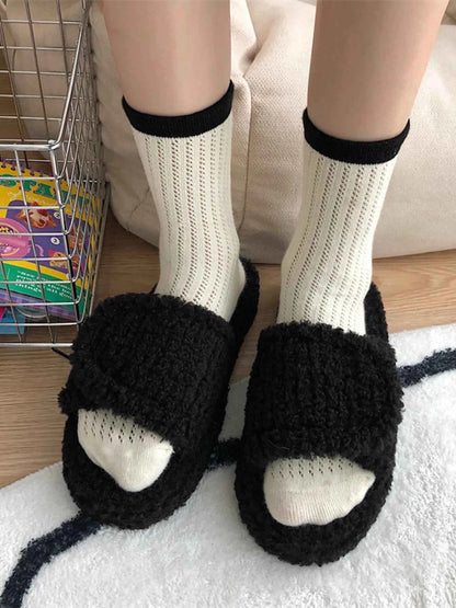 Cozy Fuzzy Open Toe Slippers