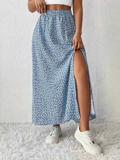 Slit Printed Skirt