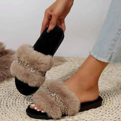 Open Toe Fuzzy Slippers