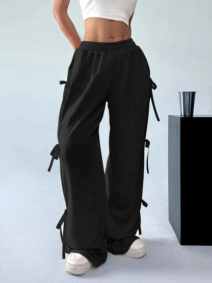 Cargo Wide Leg Pants with Side Tie Details