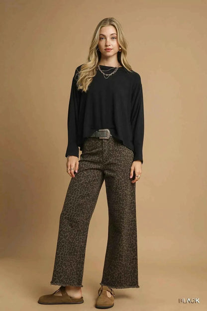 Umgee Brushed Fleeve Crewneck Top