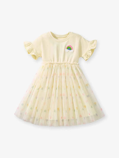 Children's Rainbow Applique Tulle Layered Dress