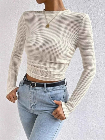 Waffle Knit Long Sleeve T-Shirt
