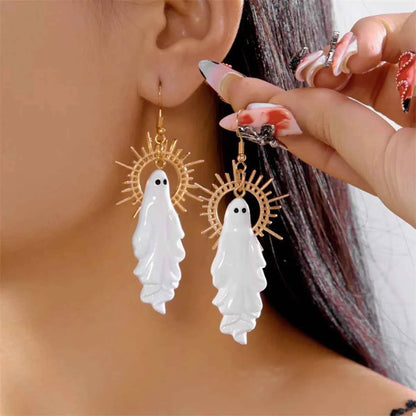 Halloween Sunburst Ghost Drop Earrings