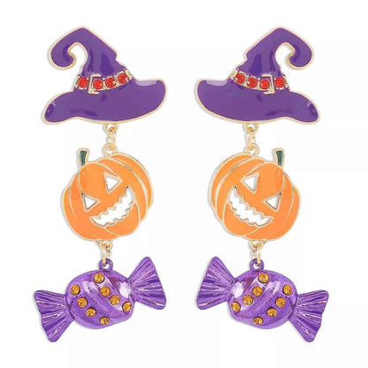 Halloween 18K Gold-Plated Alloy Pumpkin Earrings