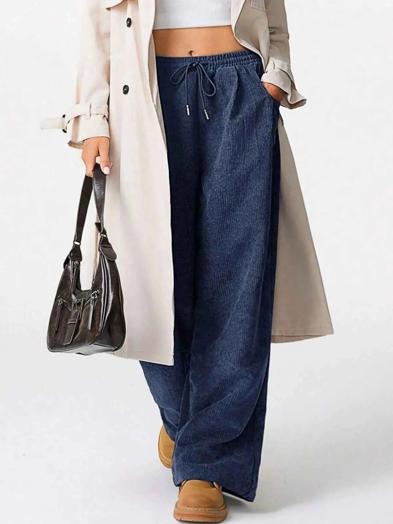 Drawstring Wide Leg Pants