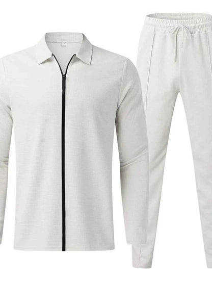 Men's Full Size Zip Up Top and Pants Set Plus Size