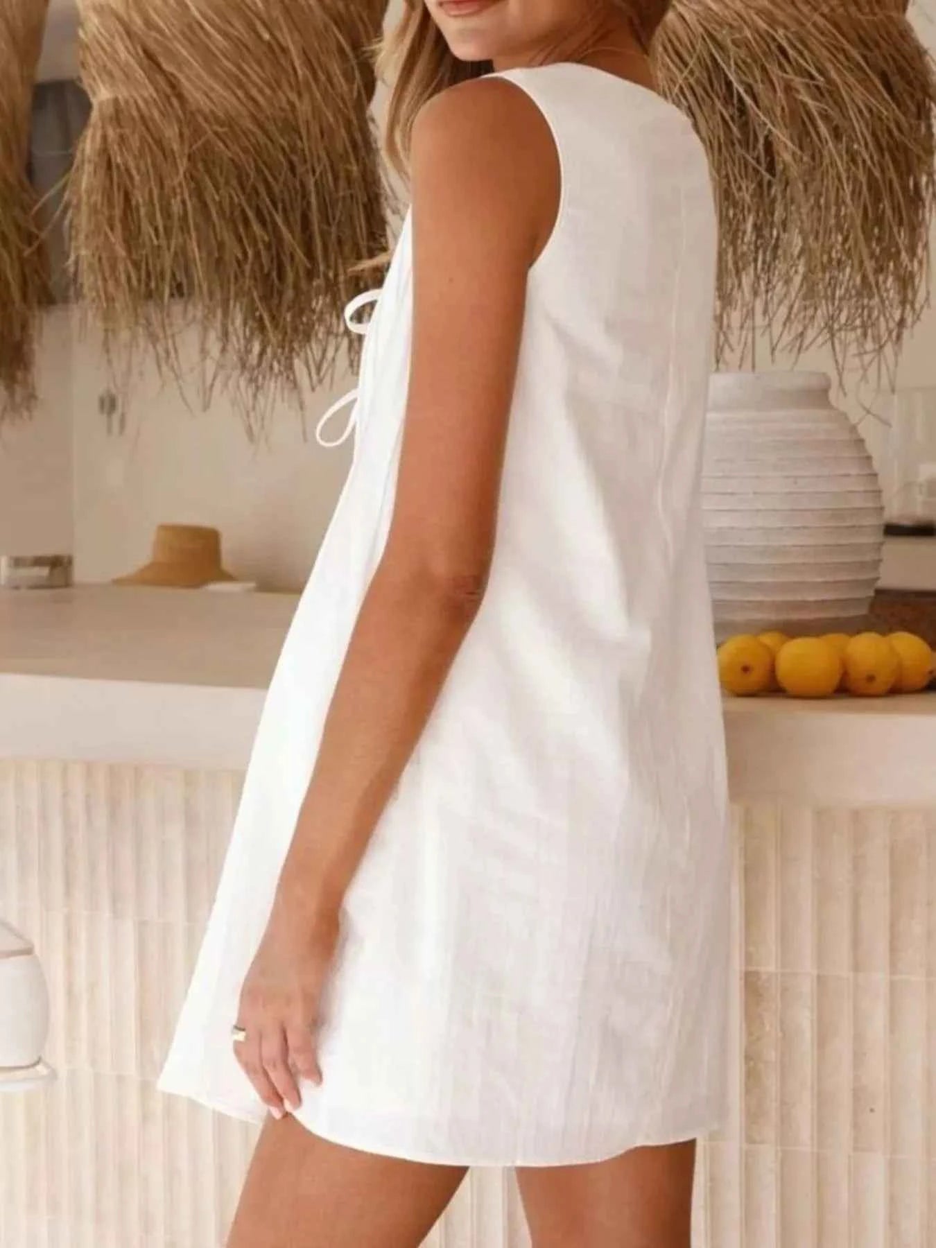 Sleeveless Tie-Front Mini Dress