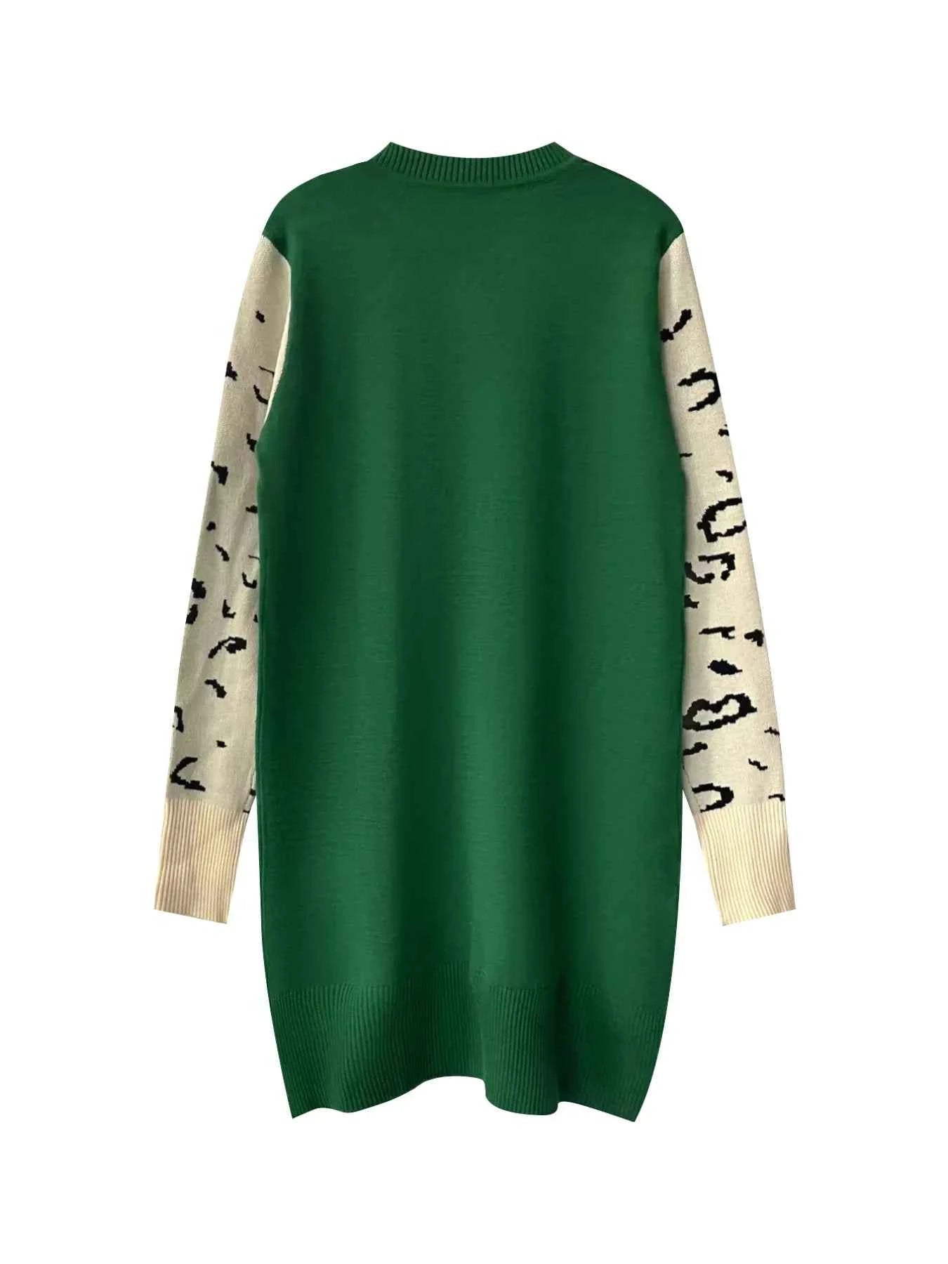 Leopard Round Neck Sweater Dress