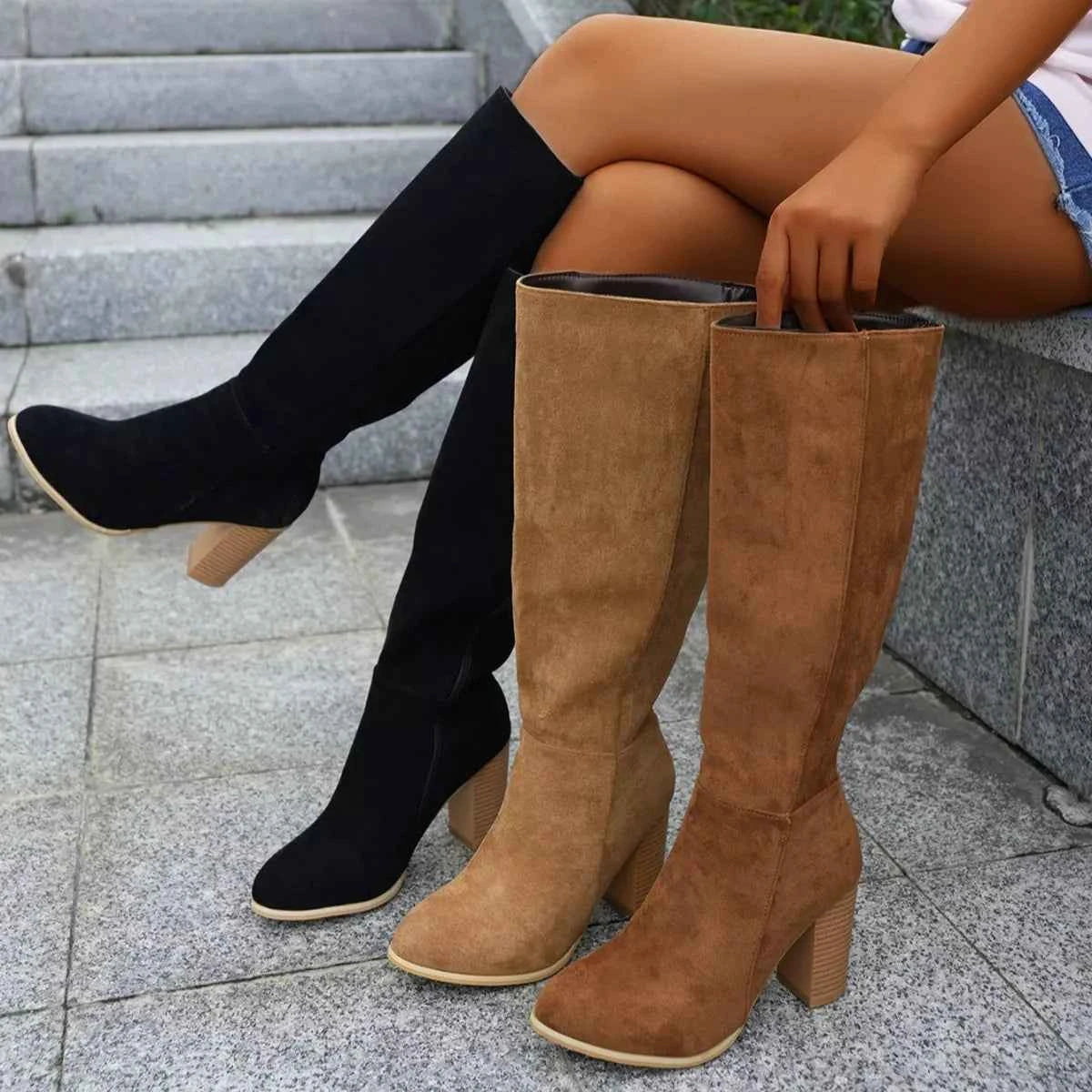 Point Toe Block Heels Boots
