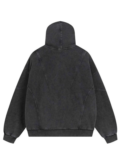 Men's Washed Zip Up Long Sleeve Hooded Jacket