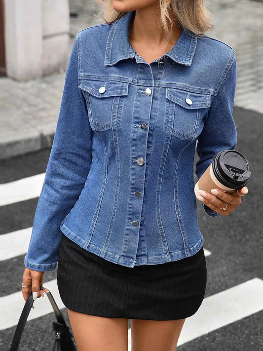 Button Up Long Sleeve Denim Jacket