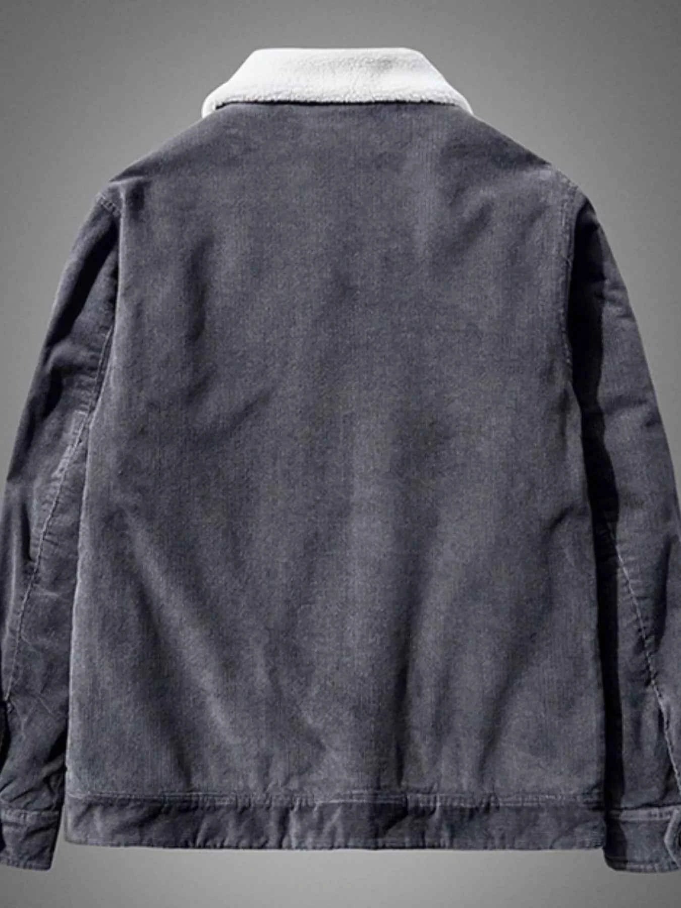 Men's Plus Size Sherpa Corduroy Button Up Jacket