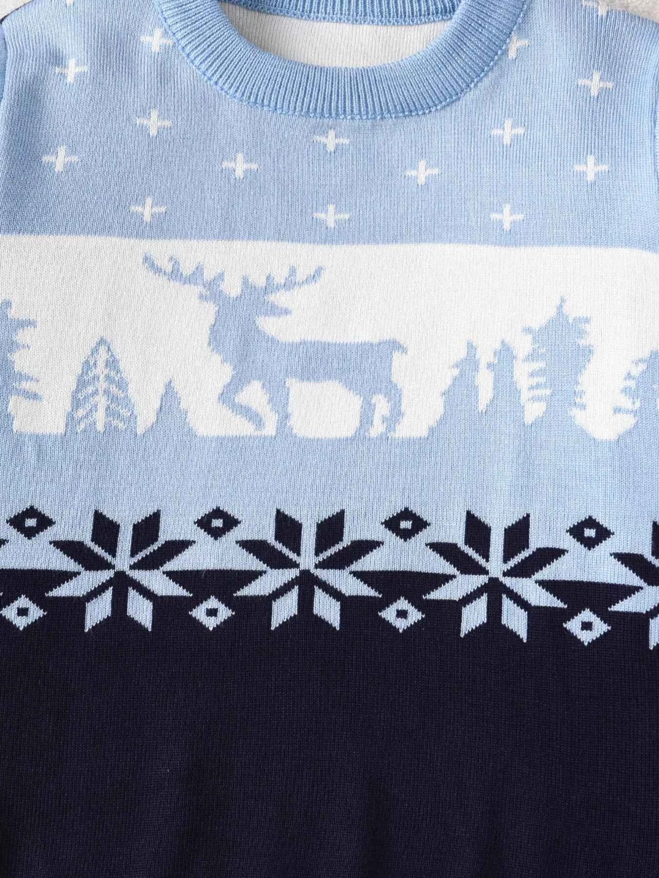 Children's Christmas Reindeer Pattern Knit Sweater