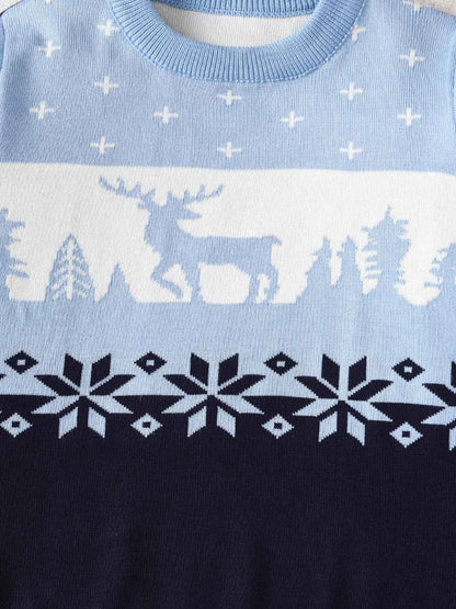Children's Christmas Reindeer Pattern Knit Sweater