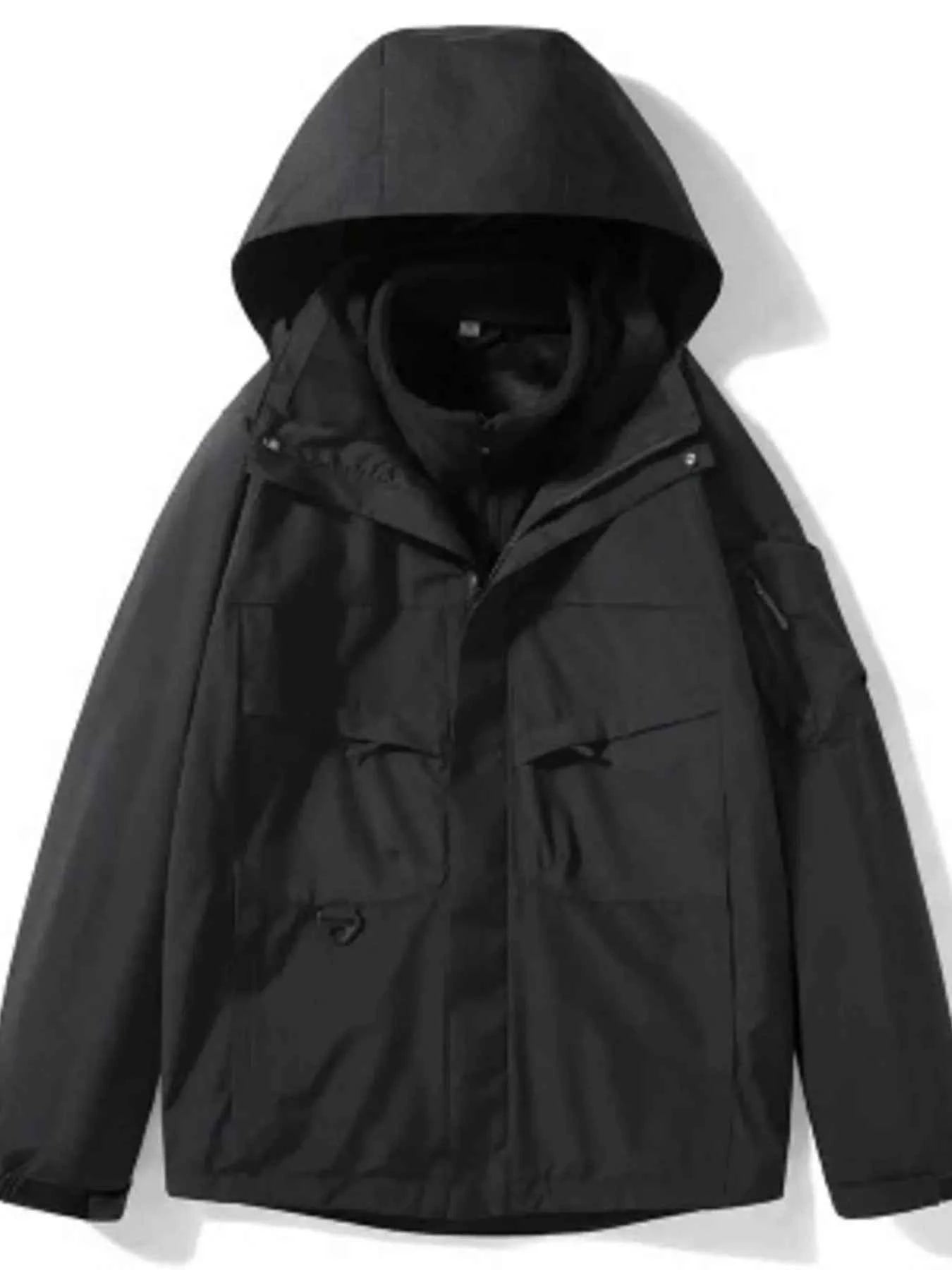 Men's Plus Size Zip Up Long Sleeve Hooded Jacket