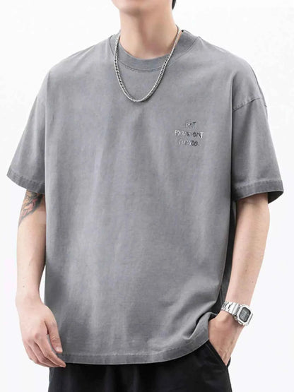 Men's Plus Size Oversized Round Neck Letter Graphic T-Shirt