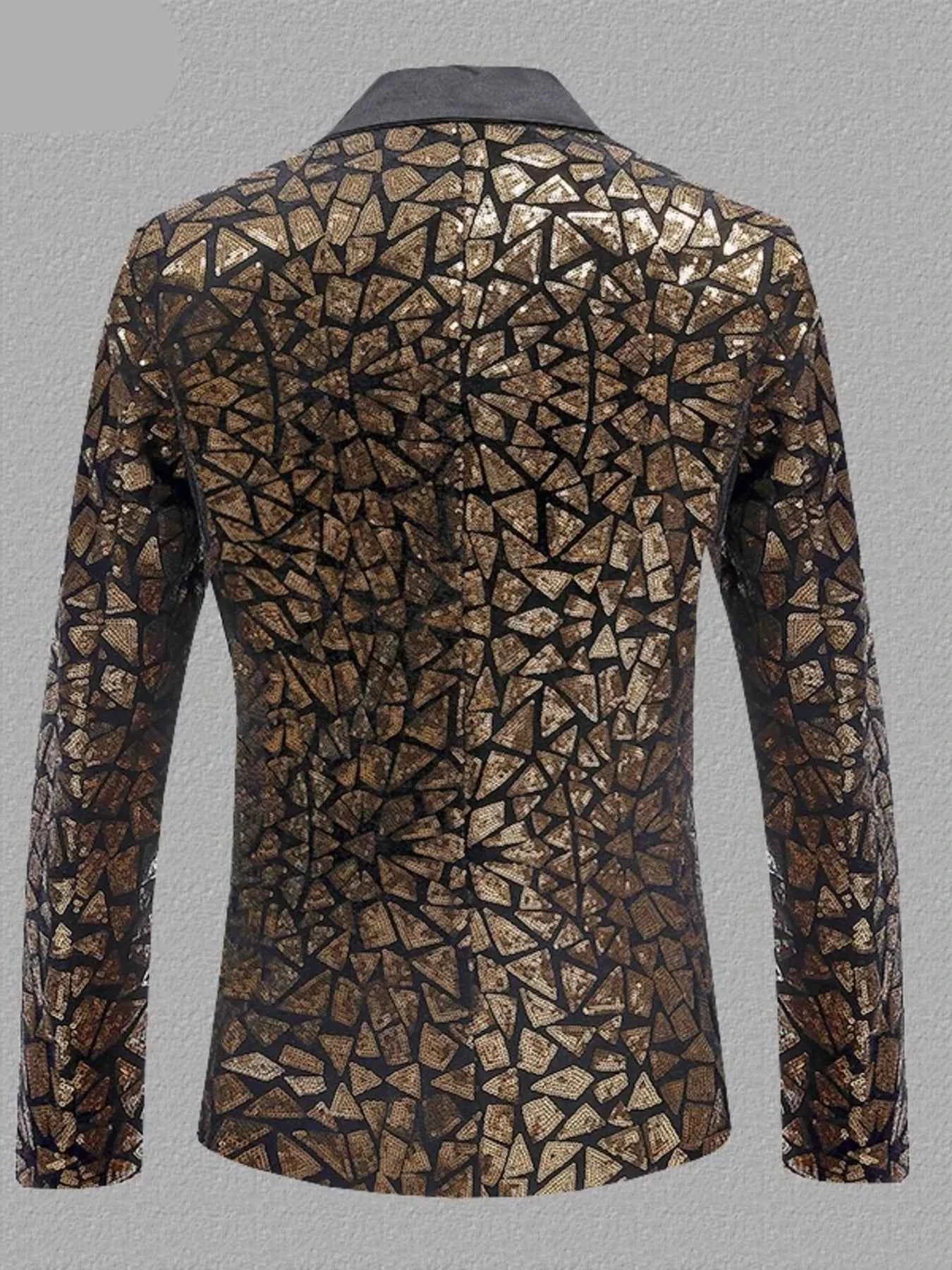 Men's Full Size Geometric One Button Blazer Plus Size