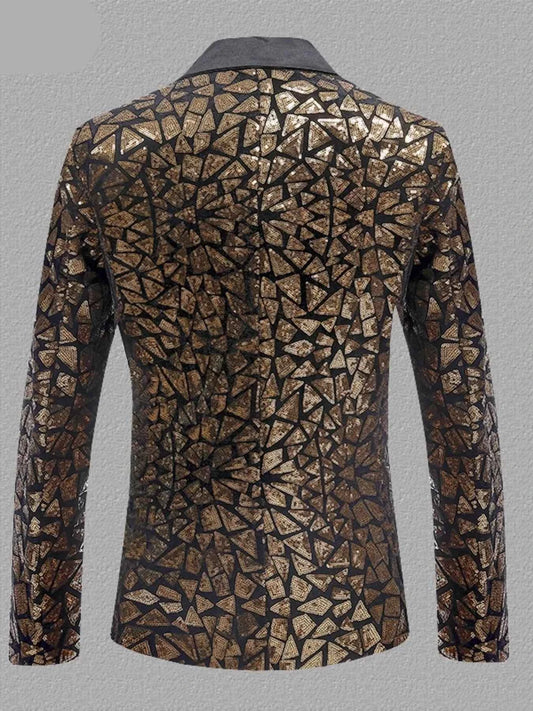 Men's Full Size Geometric One Button Blazer Plus Size