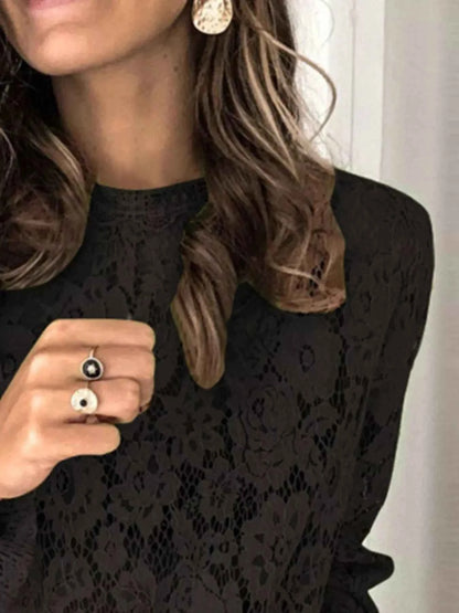 Full Size Floral Lace Flounce Sleeve Blouse Plus Size